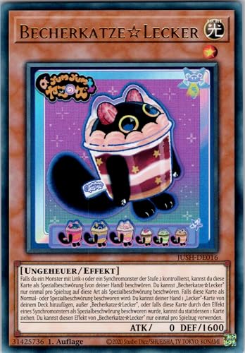 Becherkatze☆Lecker - JUSH-DE016 - Ultra Rare - 1. Auflage - Deutsch - Yugioh - Justice Hunters - mit RC-Fieldcenter von RC