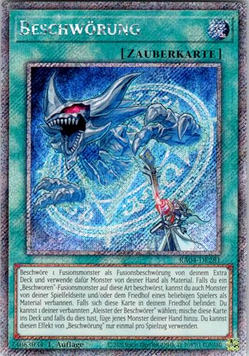 Beschwörung - RA04-DE281 - Platinum Secret Rare - 1. Auflage - Deutsch - Yugioh - Quarter Century Stampede - mit RC-Fieldcenter von RC