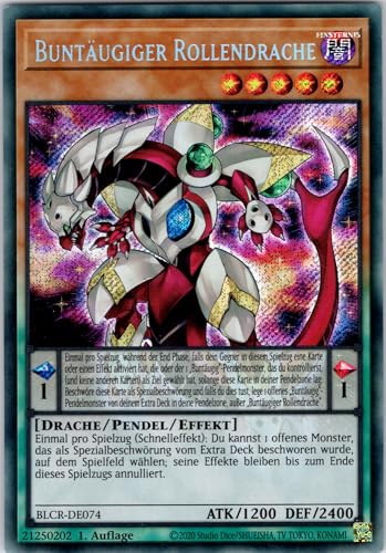 Buntäugiger Rollendrache - BLCR-DE074 - Secret Rare - 1. Auflage - Deutsch - Yugioh - Battles of Legend: Crystal Revenge - mit RC-Fieldcenter von RC