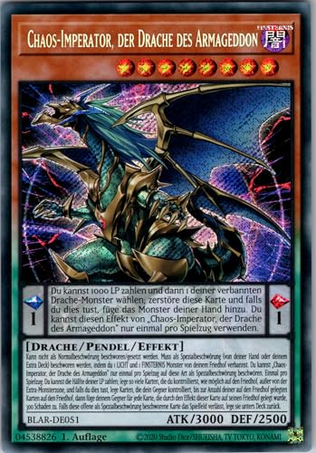 Chaos-Imperator, der Drache des Armageddon - BLAR-DE051 - Secret Rare - 1. Auflage - Deutsch - Yugioh - Battles of Legend: Armageddon - mit RC-Fieldcenter von RC