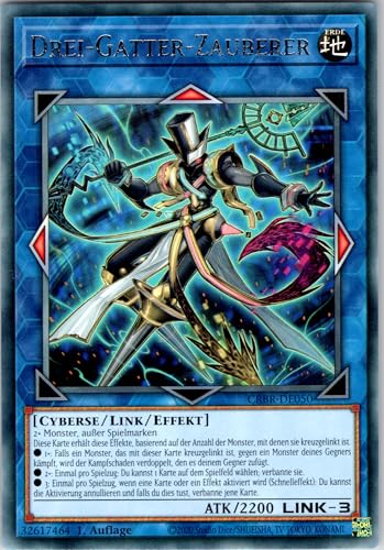 DREI-Gatter-Zauberer - CRBR-DE050 - Rare - 1. Auflage - Deutsch - Yugioh - Crossover Breakers - mit RC-Fieldcenter von RC