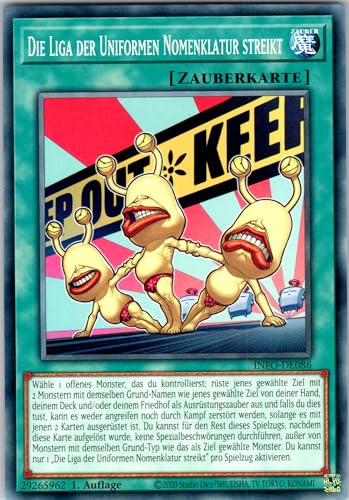 Die Liga der Uniformen Nomenklatur streikt - INFO-DE086 - Common - 1. Auflage - Deutsch - Yugioh - The Infinite Forbidden - mit RC-Fieldcenter von RC