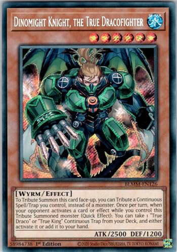 Dinomight Knight, The True Dracofighter - BLMM-EN126 - Secret Rare - 1st Edition - English - Yugioh - Battles of Legend: Monster Mayhem - with RC Field Center von RC