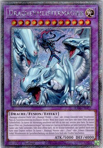 Drachenmeistermagier - RA04-DE055 - Platinum Secret Rare - 1. Auflage - Deutsch - Yugioh - Quarter Century Stampede - mit RC-Fieldcenter von RC