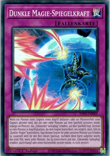 Dunkle Magie-Spiegelkraft - INFO-DE069 - Super Rare - 1. Auflage - Deutsch - Yugioh - The Infinite Forbidden - mit RC-Fieldcenter von RC