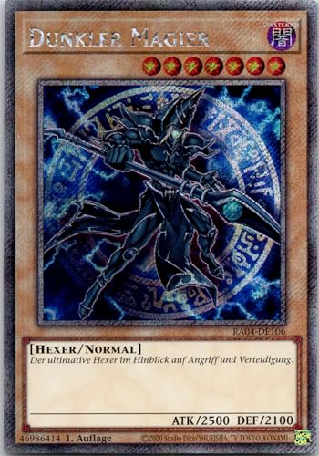 Dunkler Magier - RA04-DE106 - V. 6 - Platinum Secret Rare - 1. Auflage - Deutsch - Yugioh - Quarter Century Stampede - mit RC-Fieldcenter von RC