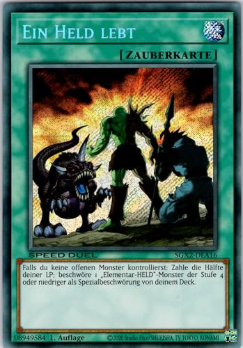 EIN Held lebt - SGX2-DEA16 - Secret Rare - 1. Auflage - Deutsch - Yugioh - Speed Duel GX: Midterm Paradox - mit RC-Fieldcenter von RC