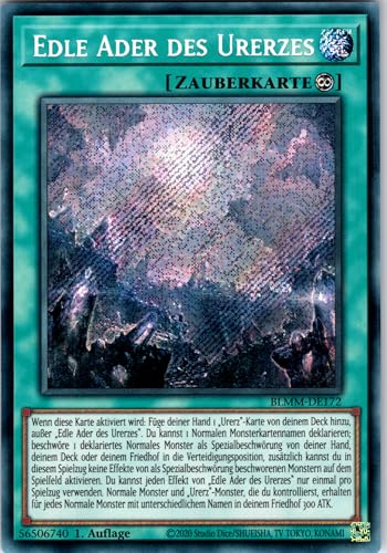 Edle Ader des Urerzes - BLMM-DE172 - Secret Rare - 1. Auflage - Deutsch - Yugioh - Battles of Legend: Monster Mayhem - mit RC-Fieldcenter von RC