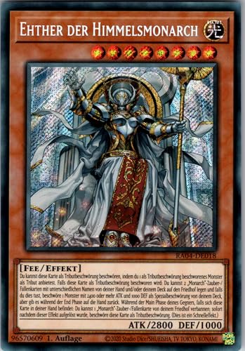 Ehther der Himmelsmonarch - RA04-DE018 - Secret Rare - 1. Auflage - Deutsch - Yugioh - Quarter Century Stampede - mit RC-Fieldcenter Ehther der Himmelsmonarch - RA04-DE018 - Secret Rare - 1. Auflage - Deutsch - Yugioh - Quarter Century Stampede - mit RC-Fieldcenter von RC