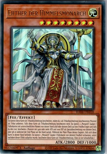 Ehther der Himmelsmonarch - RA04-DE018 - Ultra Rare - 1. Auflage - Deutsch - Yugioh - Quarter Century Stampede - mit RC-Fieldcenter Ehther der Himmelsmonarch - RA04-DE018 - Ultra Rare - 1. Auflage - Deutsch - Yugioh - Quarter Century Stampede - mit RC-Fieldcenter von RC