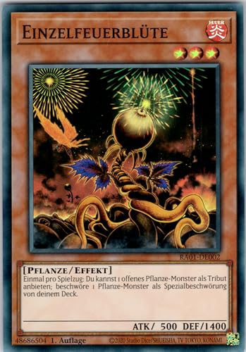 Einzelfeuerblüte - RA01-DE002 - Super Rare - 1. Auflage - Deutsch - Yugioh - 25th Anniversary Rarity Collection - mit RC-Fieldcenter von RC