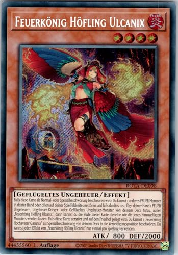 Feuerkönig Höfling Ulcanix - ROTA-DE098 - Secret Rare - 1. Auflage - Deutsch - Yugioh - Rage of The Abyss - mit RC-Fieldcenter von RC