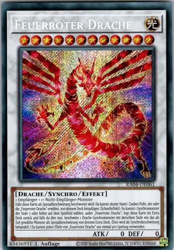Feuerroter Drache - RA04-DE061 - Secret Rare - 1. Auflage - Deutsch - Yugioh - Quarter Century Stampede - mit RC-Fieldcenter von RC