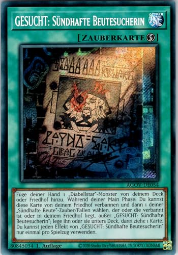 GESUCHT: Sündhafte Beutesucherin - AGOV-DE054 - Secret Rare - 1. Auflage - Deutsch - Yugioh - Age of Overlord - mit RC-Fieldcenter von RC