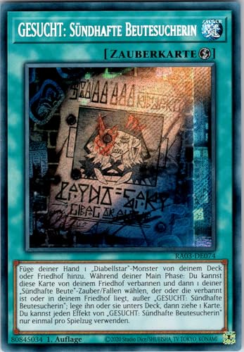 GESUCHT: Sündhafte Beutesucherin - RA03-DE074 - Secret Rare - 1. Auflage - Deutsch - Yugioh - Quarter Century Bonanza - mit RC-Fieldcenter von RC