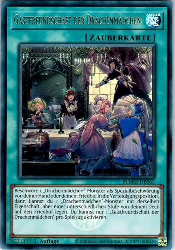 Gastfreundschaft der Drachenmädchen - BLMM-DE065 - Ultra Rare - 1. Auflage - Deutsch - Yugioh - Battles of Legend: Monster Mayhem - mit RC-Fieldcenter von RC