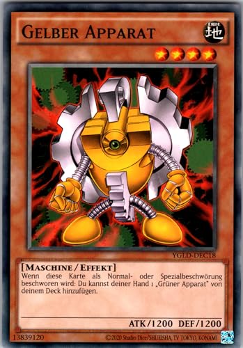 Gelber Apparat - YGLD-DEC18 - Common - Deutsch - Yugioh - Yugi's Legendary Decks - mit RC-Fieldcenter Gelber Apparat - YGLD-DEC18 - Common - Deutsch - Yugioh - Yugi's Legendary Decks - mit RC-Fieldcenter von RC