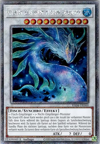 Ghoti aus dem tiefen Jenseits - RA04-DE060 - Platinum Secret Rare - 1. Auflage - Deutsch - Yugioh - Quarter Century Stampede - mit RC-Fieldcenter von RC