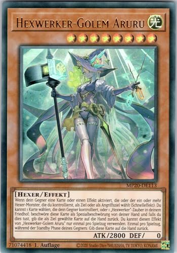 Hexwerker-Golem Aruru - MP20-DE113 - Ultra Rare - 1. Auflage - Deutsch - Yugioh - 2020 Tin of Lost Memories - mit RC-Fieldcenter von RC