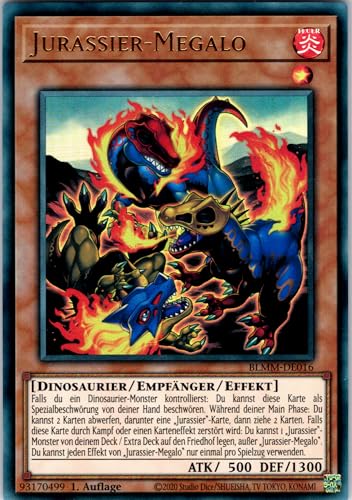 Jurassier-Megalo - BLMM-DE016 - Ultra Rare - 1. Auflage - Deutsch - Yugioh - Battles of Legend: Monster Mayhem - mit RC-Fieldcenter von RC