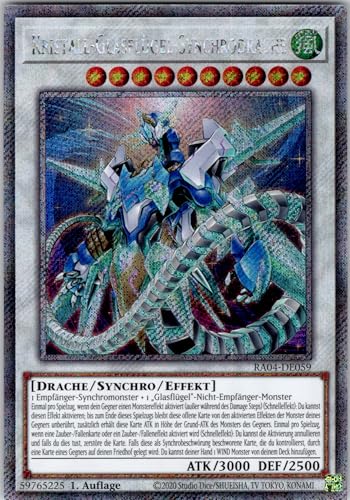 Kristall-Glasflügel-Synchrodrache - RA04-DE059 - Platinum Secret Rare - 1. Auflage - Deutsch - Yugioh - Quarter Century Stampede - mit RC-Fieldcenter von RC