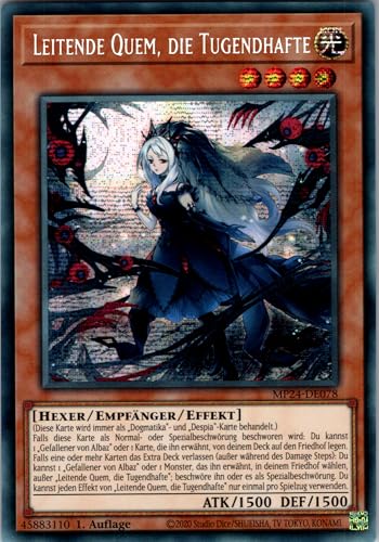 Leitende Quem, die Tugendhafte - MP24-DE078 - Secret Rare - 1. Auflage - Deutsch - Yugioh - 25th Anniversary Tin: Dueling Mirrors - mit RC-Fieldcenter von RC