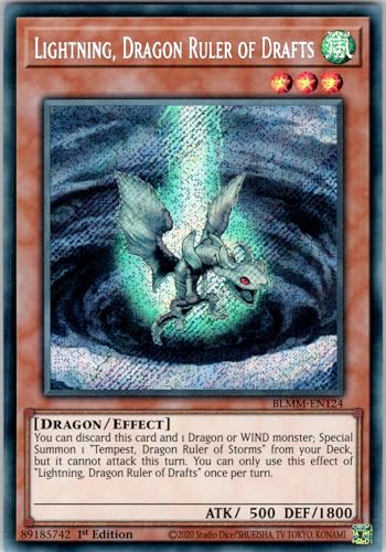 Lightning, Dragon Ruler of Drafts - BLMM-EN124 - Secret Rare - 1st Edition - English - Yugioh - Battles of Legend: Monster Mayhem - with RC Field Center von RC