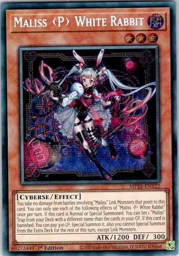 Maliss P White Rabbit - MP25-EN122 - Secret Rare - 1st Edition - English - Yugioh - 2025 Mega-Pack Tin - with RC Field Center von RC