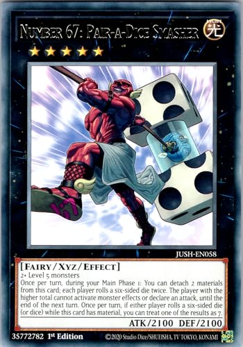 Number 67: Pair-a-Dice Smasher - JUSH-EN058 - Rare - 1st Edition - English - Yugioh - Justice Hunters - with RC Field Center von RC