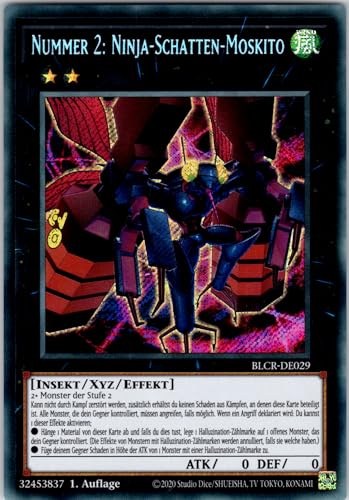 Nummer 2: Ninja-Schatten-Moskito - BLCR-DE029 - Secret Rare - 1. Auflage - Deutsch - Yugioh - Battles of Legend: Crystal Revenge - mit RC-Fieldcenter von RC