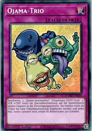 Ojama-Trio - BLMM-DE010 - Secret Rare - 1. Auflage - Deutsch - Yugioh - Battles of Legend: Monster Mayhem - mit RC-Fieldcenter von RC
