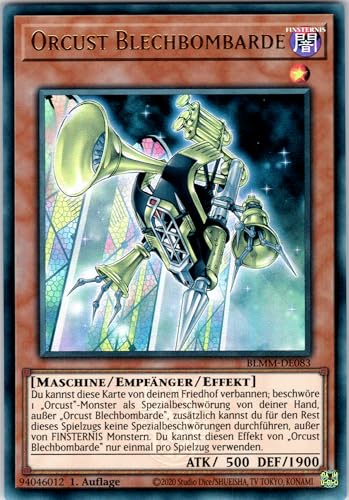 Orcust Blechbombarde - BLMM-DE083 - Ultra Rare - 1. Auflage - Deutsch - Yugioh - Battles of Legend: Monster Mayhem - mit RC-Fieldcenter von RC