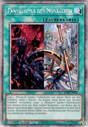 Pantheismus der Monarchen - RA04-DE261 - Platinum Secret Rare - 1. Auflage - Deutsch - Yugioh - Quarter Century Stampede - mit RC-Fieldcenter von RC