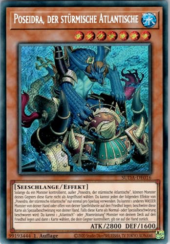 Poseidra, der stürmische Atlantische - SUDA-DE016 - Secret Rare - 1. Auflage - Deutsch - Yugioh - Supreme Darkness - mit RC-Fieldcenter von RC