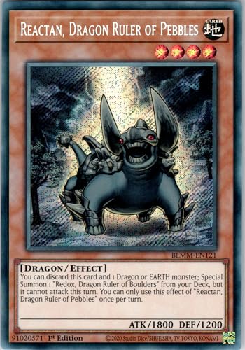 Reactan, Dragon Ruler of Pebbles - BLMM-EN121 - Secret Rare - 1st Edition - English - Yugioh - Battles of Legend: Monster Mayhem - with RC Field Center von RC