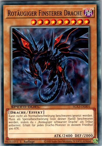 Rotäugiger Finsterer Drache - SGX3-DEB01 - V. 1 - Common - 1. Auflage - Deutsch - Yugioh - Speed Duel GX: Duelists of Shadows - mit RC-Fieldcenter von RC