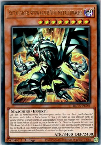 Rotäugiger schwarzer Vollmetalldrache - ROTA-DE005 - Ultra Rare - 1. Auflage - Deutsch - Yugioh - Rage of The Abyss - mit RC-Fieldcenter von RC