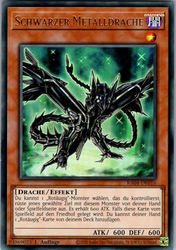 Schwarzer Metalldrache - RA04-DE016 - Ultra Rare - 1. Auflage - Deutsch - Yugioh - Quarter Century Stampede - mit RC-Fieldcenter von RC