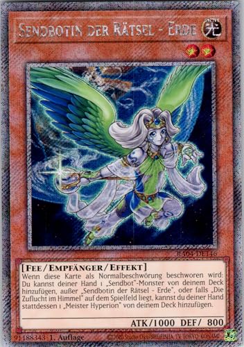 Sendbotin der Rätsel - Erde - RA04-DE146 - Platinum Secret Rare - 1. Auflage - Deutsch - Yugioh - Quarter Century Stampede - mit RC-Fieldcenter von RC