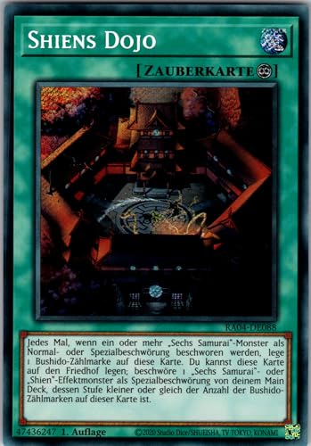 Shiens Dojo - RA04-DE088 - Secret Rare - 1. Auflage - Deutsch - Yugioh - Quarter Century Stampede - mit RC-Fieldcenter Shiens Dojo - RA04-DE088 - Secret Rare - 1. Auflage - Deutsch - Yugioh - Quarter Century Stampede - mit RC-Fieldcenter von RC