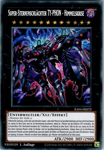Super-Sternenschlächter TY-PHON - Himmelskrise - RA04-DE072 - Secret Rare - 1. Auflage - Deutsch - Yugioh - Quarter Century Stampede - mit RC-Fieldcenter Super-Sternenschlächter TY-PHON - Himmelskrise - RA04-DE072 - Secret Rare - 1. Auflage - Deutsch - Yugioh - Quarter Century Stampede - mit RC-Fieldcenter von RC