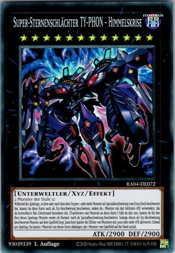 Super-Sternenschlächter TY-PHON - Himmelskrise - RA04-DE072 - Super Rare - 1. Auflage - Deutsch - Yugioh - Quarter Century Stampede - mit RC-Fieldcenter Super-Sternenschlächter TY-PHON - Himmelskrise - RA04-DE072 - Super Rare - 1. Auflage - Deutsch - Yugioh - Quarter Century Stampede - mit RC-Fieldcenter von RC