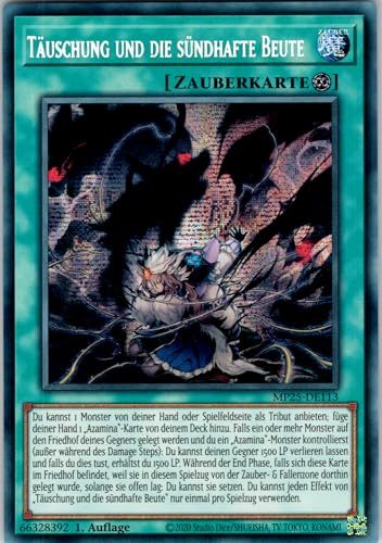 Täuschung und die sündhafte Beute - MP25-DE113 - Secret Rare - 1. Auflage - Deutsch - Yugioh - 2025 Mega-Pack Tin - mit RC-Fieldcenter von RC
