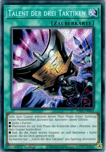 Talent der DREI Taktiken - RA01-DE063 - Secret Rare - 1. Auflage - Deutsch - Yugioh - 25th Anniversary Rarity Collection - mit RC-Fieldcenter von RC