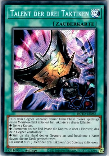 Talent der DREI Taktiken - ROTD-DE062 - Secret Rare - 1. Auflage - Deutsch - Yugioh - Rise of The Duelist - mit RC-Fieldcenter von RC