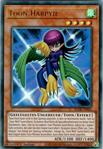 Toon-Harpyie - BLCR-DE066 - Ultra Rare - 1. Auflage - Deutsch - Yugioh - Battles of Legend: Crystal Revenge - mit RC-Fieldcenter von RC