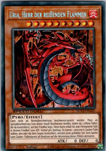 Uria, Herr der reißenden Flammen - SGX3-DEG01 - Secret Rare - 1. Auflage - Deutsch - Yugioh - Speed Duel GX: Duelists of Shadows - mit RC-Fieldcenter von RC