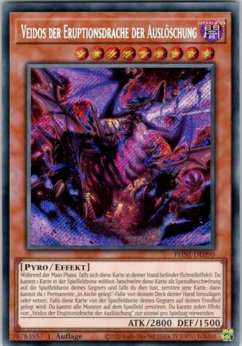 Veidos der Eruptionsdrache der Auslöschung - PHNI-DE090 - Secret Rare - 1. Auflage - Deutsch - Yugioh - Phantom Nightmare - mit RC-Fieldcenter von RC