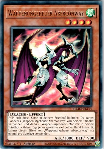 Wappenungeheuer Aberconway - BLMM-DE114 - Ultra Rare - 1. Auflage - Deutsch - Yugioh - Battles of Legend: Monster Mayhem - mit RC-Fieldcenter von RC
