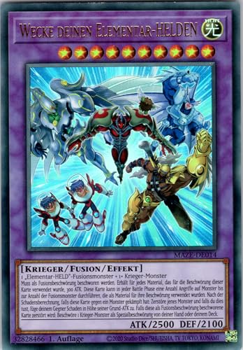 Wecke deinen Elementar-Helden - MAZE-DE014 - Ultra Rare - 1. Auflage - Deutsch - Yugioh - Maze of Memories - mit RC-Fieldcenter von RC